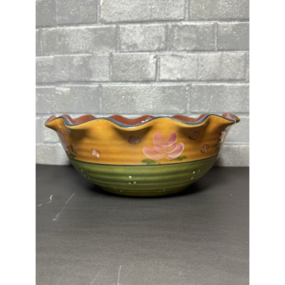 Centrum Tuscan Rose 12.25” Large Fruit Salad Bowl Nanette Vacher Vintage Floral